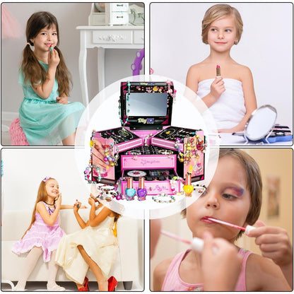 Jewellery Making Kit Kids, Jewelry Box Bracelet Making Kit Favors for Girls, D-IY Handmade Jewelry Maker Set Christmas Toy for Making Bracelets, Earrings and Necklaces