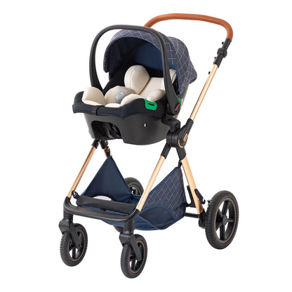 Shineey 3 in 1 Baby Stroller with Height Adjustable Handle,3 in 1 Prams Travel System, Lightweight Foldable Pushchair, Prams with Aluminum Frame for Portable Baby Carriage