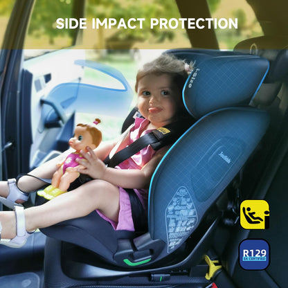 Jovikids Car Seat, i-Size, Suitable for Child 76 to 150 cm (Approx. 15 Months to 12 Years), Group 1 2 3, ECE R129, Adjustable Height and Tilt, Top Tether, Side Protection, Baby Car Seat with ISOFIX