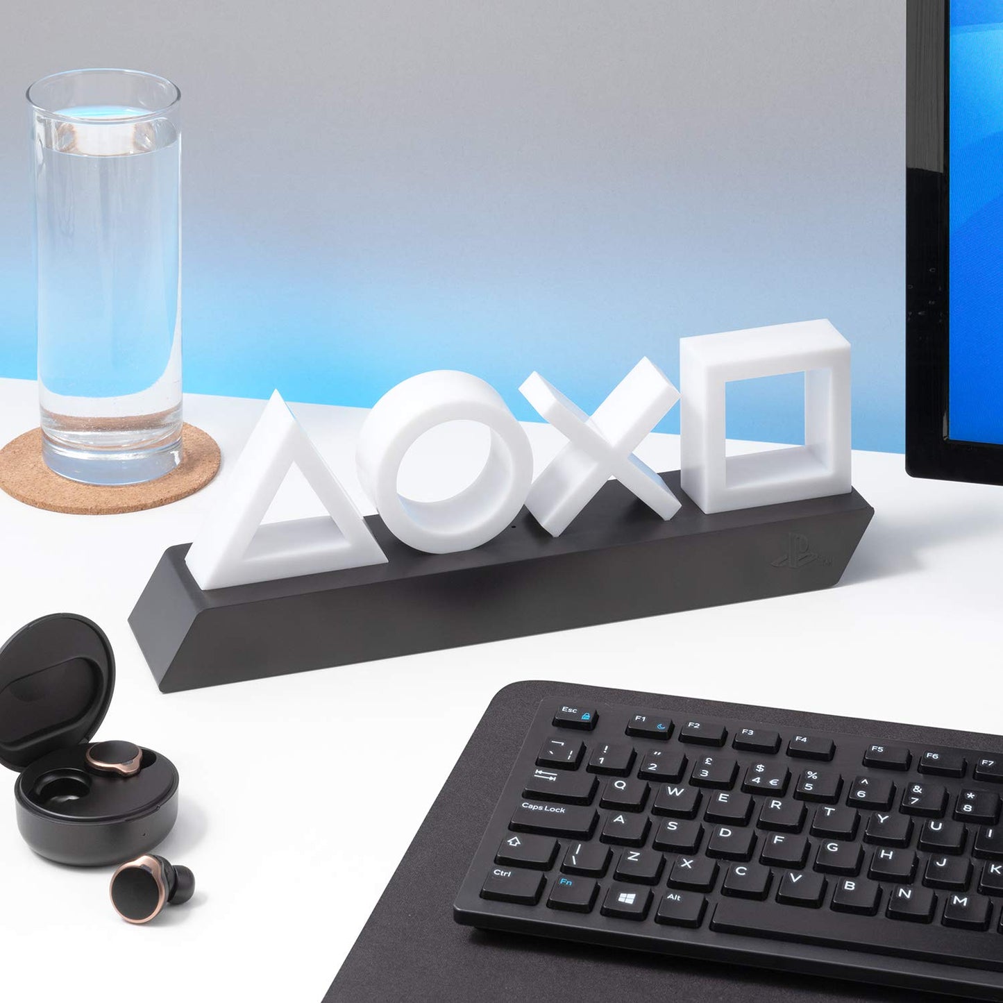 Paladone PlayStation 5 Icons Light with modes and music reactive features, perfect for a gaming room decor.