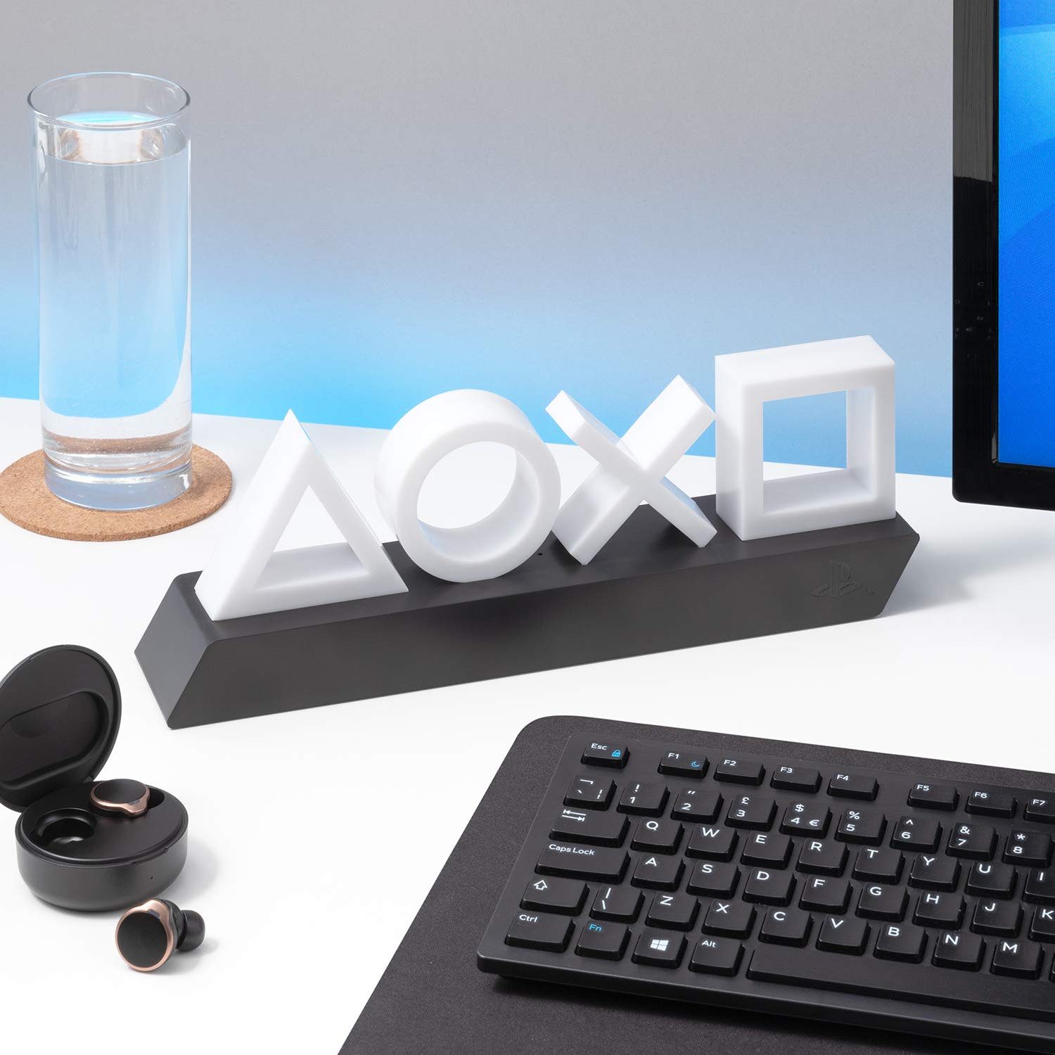 Paladone PlayStation 5 Icons Light with modes and music reactive features, perfect for a gaming room decor.