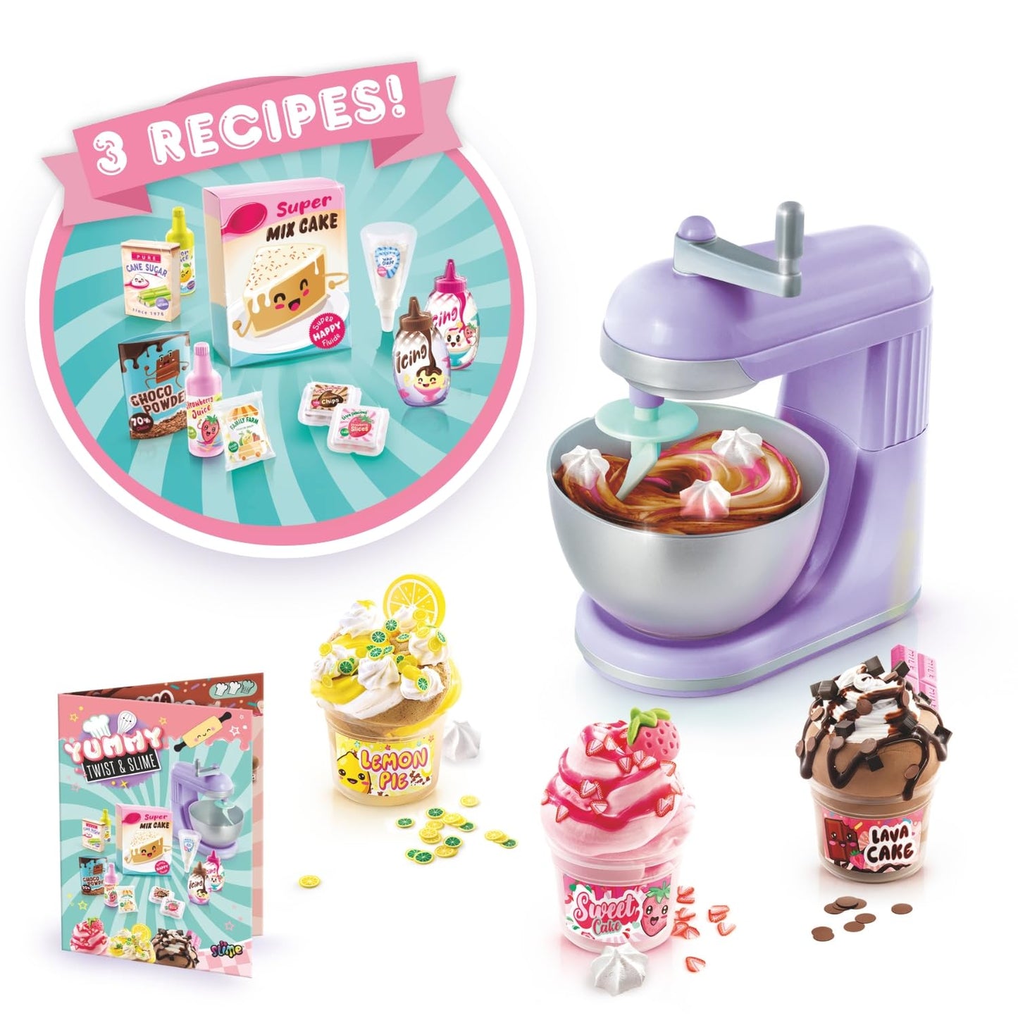 Canal Toys So Slime Yummy Twist & Slime spinning mixer with colorful slime and mixing bowl for kids to create and customize slime recipes.