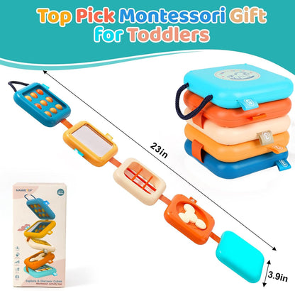 Toddler Travel Toys,Activity Cube,Baby Busy Board,Travel Toys for Toddlers on Plane, Montessori Activity toys, Baby Busy Cube,Sensory Educational Developmental Learning Toys for Boys Girls Gift