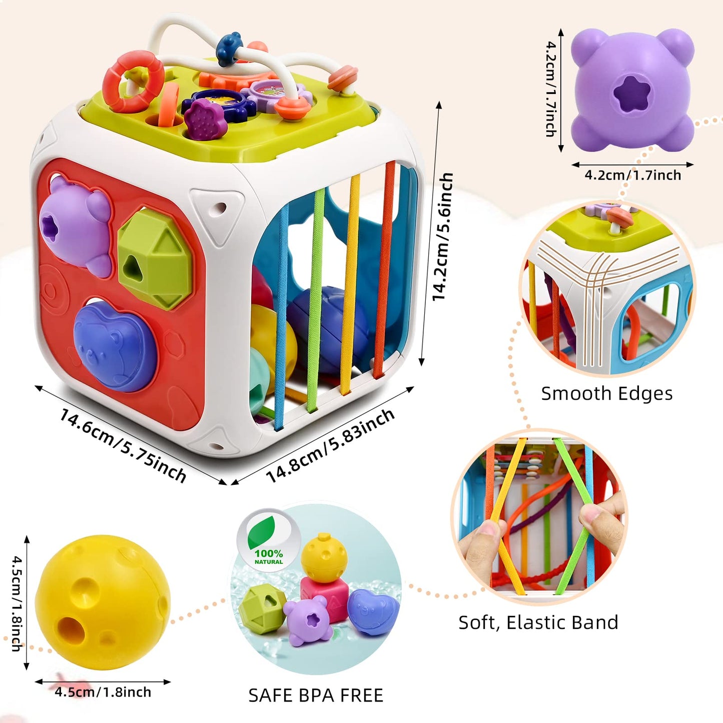 AiTuiTui Montessori Toys for 2 Year Old Boys Girls, 7 in 1 Baby Sensory Toys for 18 Months 2st Birthday Gifts Shape Sorter Activity Stacking Easter Basket Stuffers for Autism Toddlers