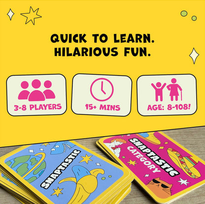 Snaptastic: The Hilarious Game of Snap-Reactions and Ridiculous Answers | Fast & Funny Game for Kids, Teens & Adults | Easy to Learn and Perfect for Home or Travel.