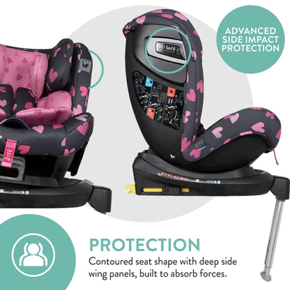 Cosatto All in All Rotate 360° Swivel Spin Car Seat - Group 0+123, 0-36 kg, 0-12years, ISOFIX, ERF, Anti-Escape (Charcoal Lighthearted)