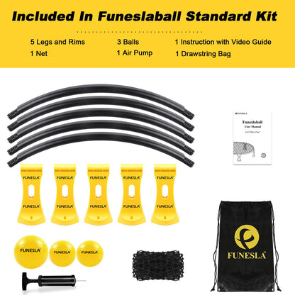 Funeslaball Outdoor Ball Game Set, Roundnet Game Set Standard 3 Balls Kit With Drawstring Bag for Garden Beach Park Backyard and Indoor