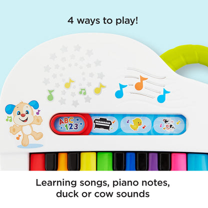 Fisher-Price Silly Sounds Light-Up Piano - UK English Edition, take-along toy piano with lights, real music notes and learning songs for baby and toddlers, GFK04