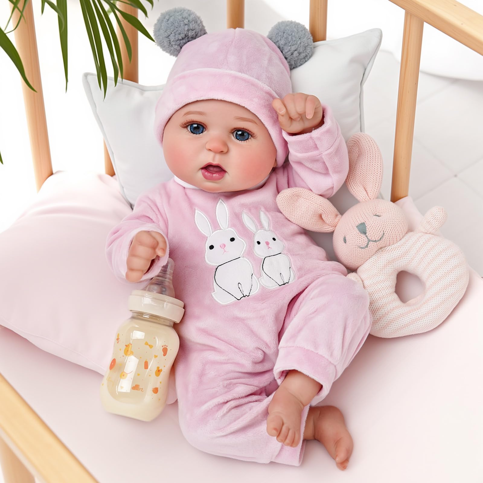 BABESIDE 20-inch lifelike reborn baby doll with soft body, open eyes, realistic features, dressed girl doll with accessories.