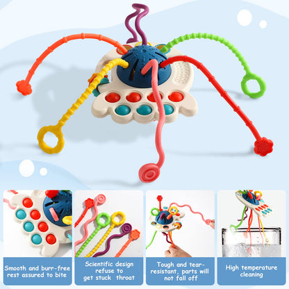 Tbotfip Montessori Toys, Silicone Pull String Activity Toy, Sensory Toys for Toddlers, Travel Toys for Babies, Early Development Baby Toys Fine Motor Skills Toys for 18+ Months