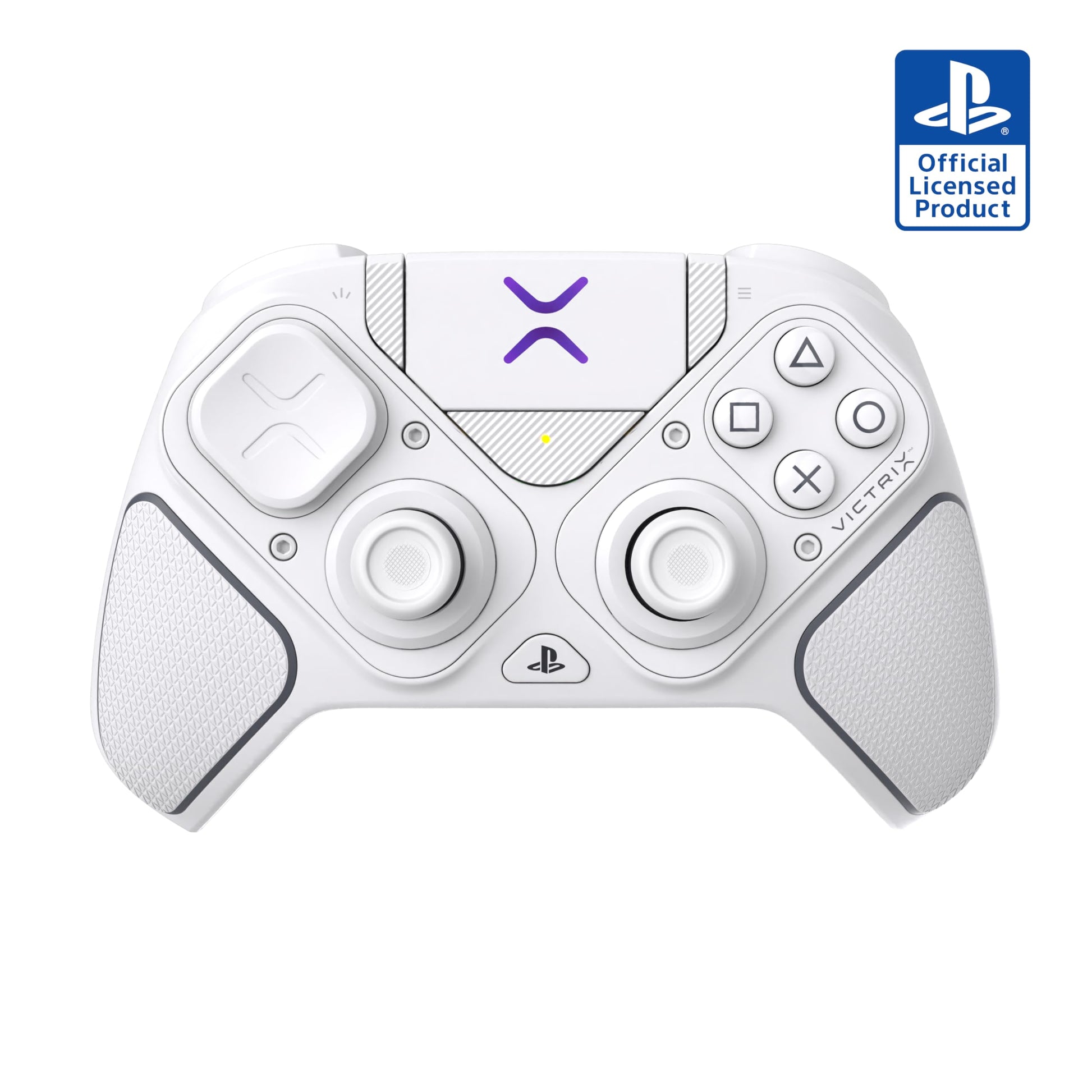 Turtle Beach Victrix Pro BFG Reloaded wireless PlayStation controller in white with customizable buttons for gaming.