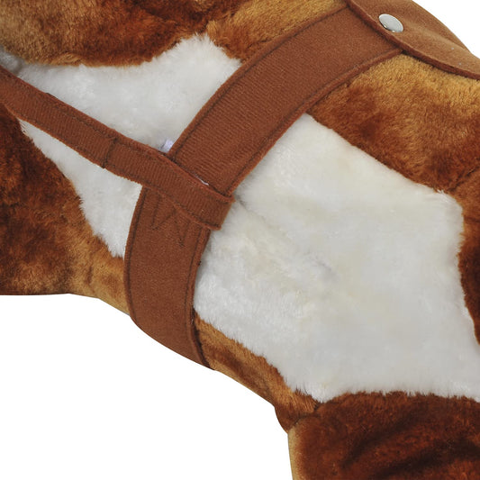 HOMCOM Rocking Horse Kids Ride on Walking Horse Animal Pony Wheeled Riding Plush Toy w/Sound for 2 Years and Up (Brown)