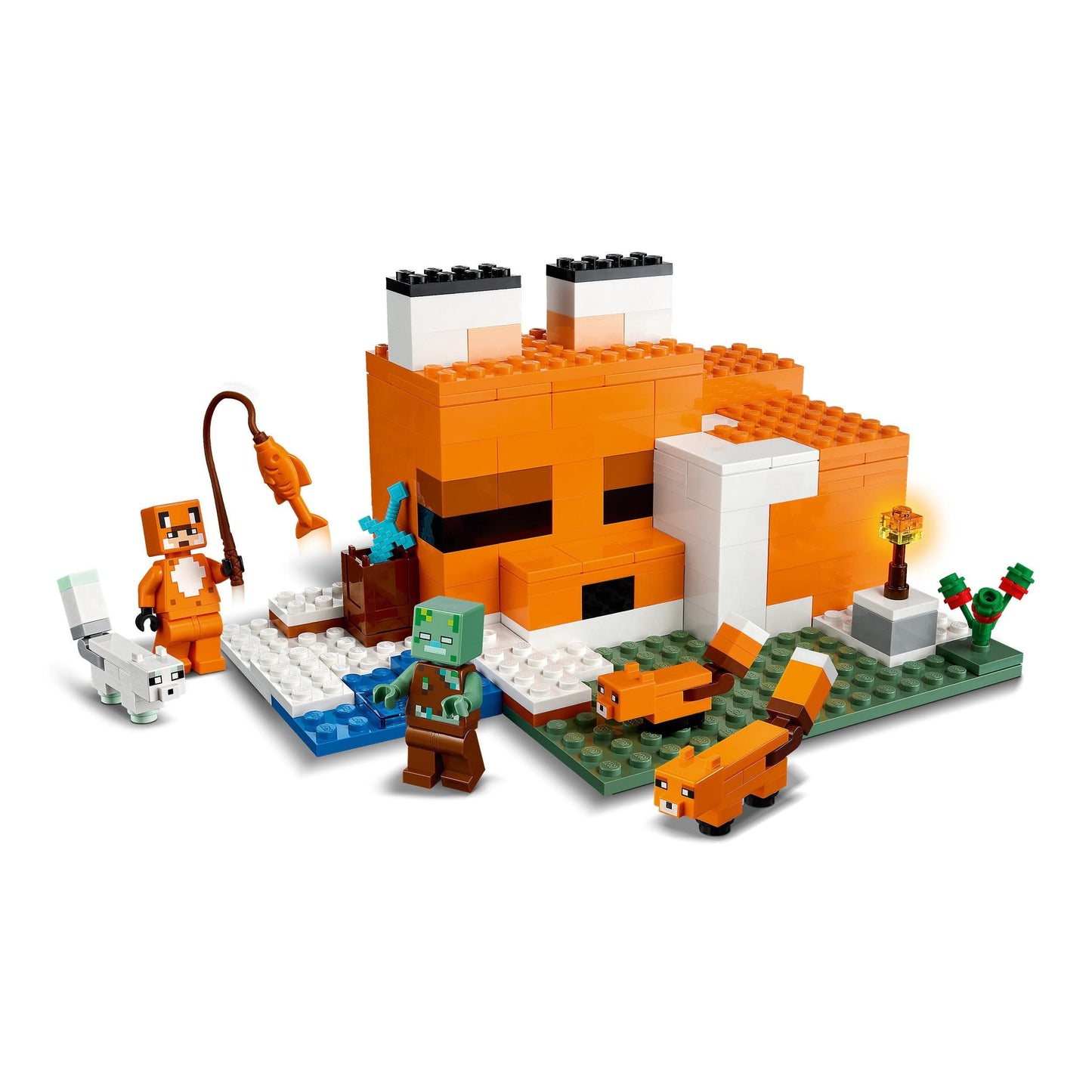 LEGO Minecraft The Fox Lodge - Play and Display House Toy with a Hero, Mob and Animal Figures plus Accessories incl. a Diamond Sword - Gaming Gift for 8+ Year Old Boys & Girls - 21178