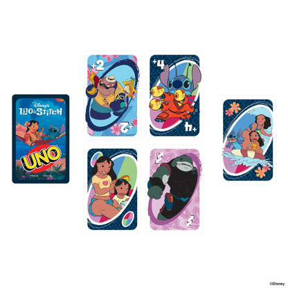 Mattel Games UNO Disney’s Lilo and Stitch Card Game for Kids, Adults & Family with Deck & Special Rule Inspired by the Movie, JCC10