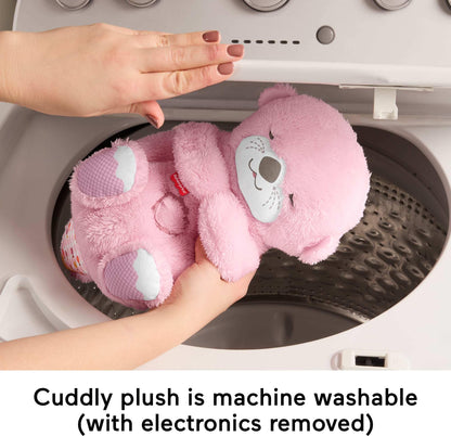 Fisher-Price Baby Toy Soothe ‘n Snuggle Otter in pink plush with lights and breathing motion, designed for newborns ages 0+ months.