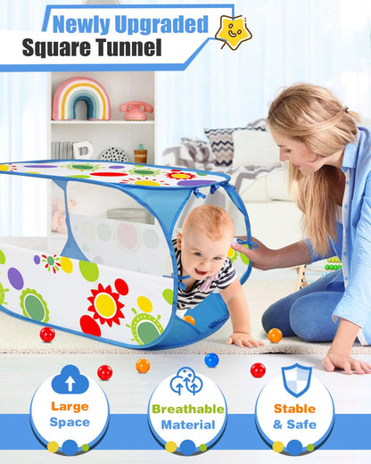 MAIKEHIGH Play Tent Tunnel, 4 in 1 Pop Up Tents Foldable Ball Pit Crawl Tunnel Indoor Outdoor Garden Game Boys Girls Baby Kids Gifts