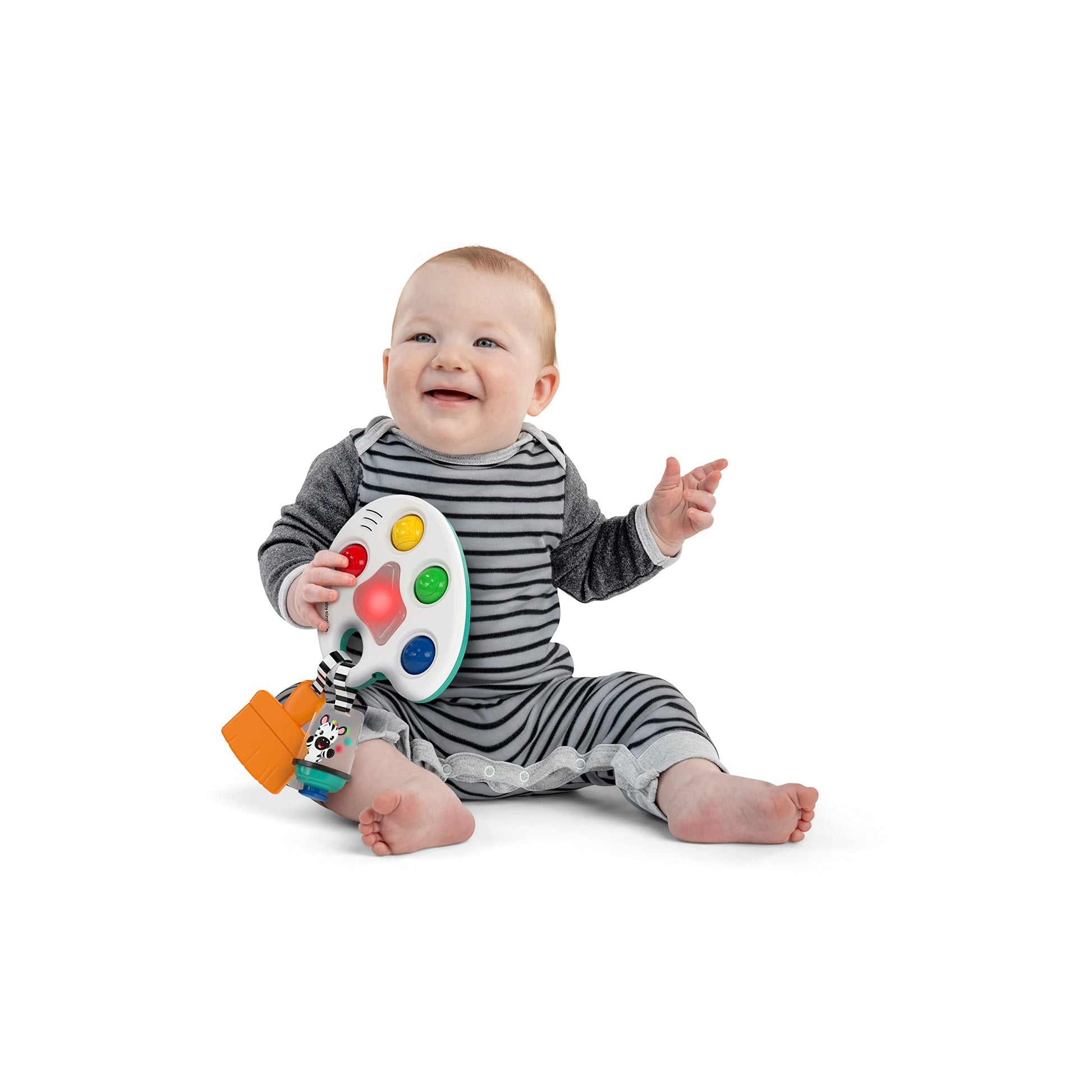 Baby Einstein Color Palette Popper sensory fidget toy for infants 6 months and up, featuring colorful push pop buttons for tactile play.
