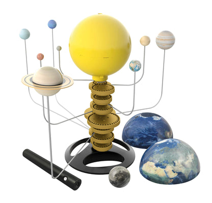 Buki France solar system for kids 2-in-1 space toy with light-up rotating sun, planets, and eclipse torch STEM learning kit age 8+