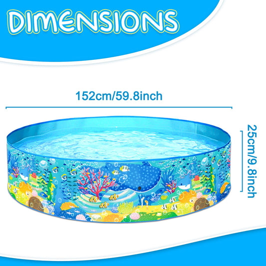TOPWAYS Sea Creature Paddling Pool, Kiddie Swimming Pool - Easy Setup No Inflation, Outdoor Kids Swimming Pool - Size 152x25cm (Sea Creature)