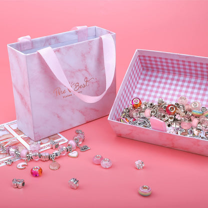 TOYESS Charm Bracelet Making Kit, Art and Crafts for Kids, Jewellery Making for Girls Gifts, Stocking Filler Girls Toys Age 5-12, Pink