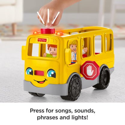 Fisher-Price Little People Sit with Me School Bus - Multilanguage Edition, push-along toy vehicle with music for toddlers and preschool kids ages 1-5 years, HJN36