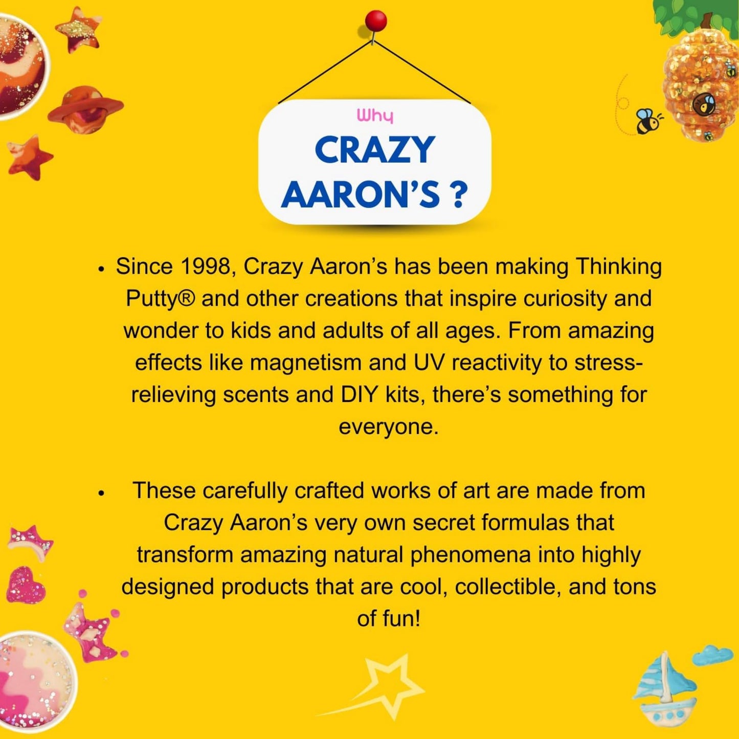 Crazy Aaron's Coral Reef Putty Mini Tin with vibrant, colorful slime-like putty in a small metal container.