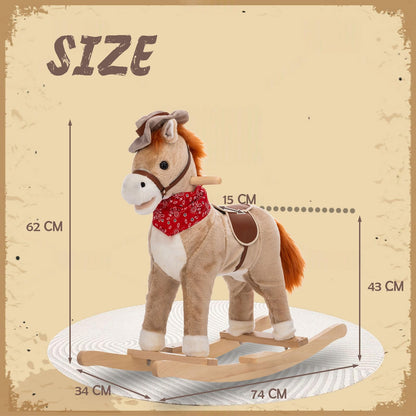 NINODOVAE Kids Rocking horse,Plush Stuffed Animal Rocker, for kids 1-3 years (light brown)