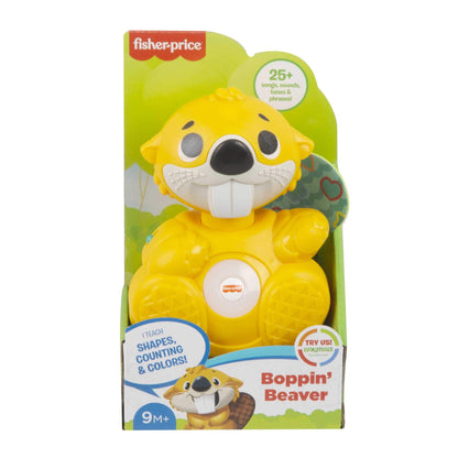 Fisher-Price Linkimals Boppin’ Beaver - UK English Edition, Light-up Musical Activity Toy for Baby, GXD79