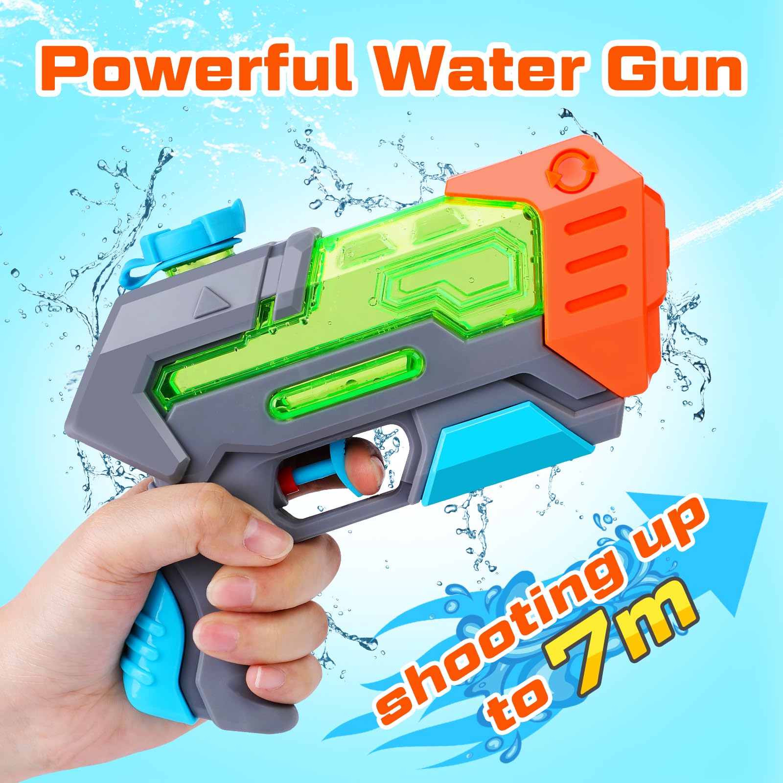 Quanquer water pistol set for kids with four mini water guns, long-range super soaker for summer pool and outdoor water play
