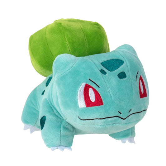 8-inch Bulbasaur plush toy from Pokémon, featuring soft fabric and detailed design, perfect for collectors and fans.