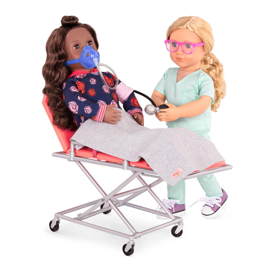 Our Generation Medi-Care Set with stretcher and realistic medical accessories for 18-inch dolls and imaginative play.