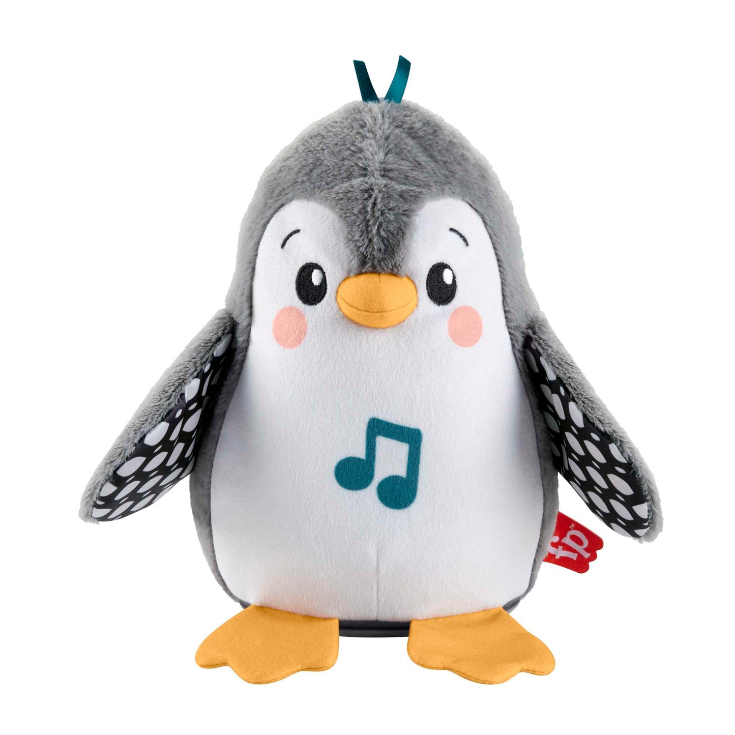 Fisher-Price plush penguin tummy time toy with flap, wobble motion, and music for sensory play for newborns ages 0+ months