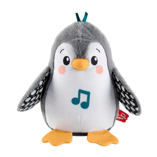 Fisher-Price plush penguin tummy time toy with flap, wobble motion, and music for sensory play for newborns ages 0+ months