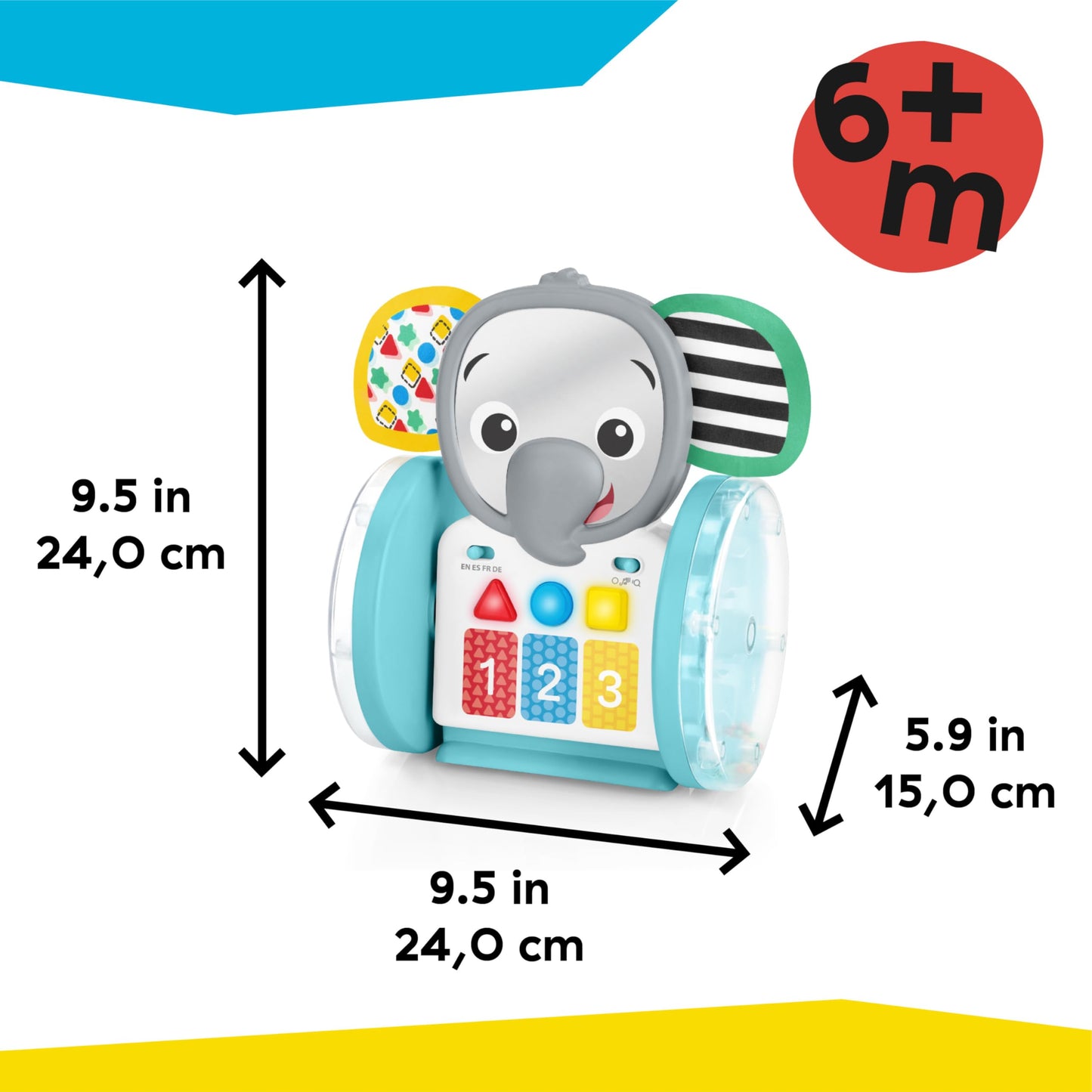 Baby Einstein Chase & Tap Earl crawling baby toy with mirror and music for infants 6 months and up, colorful and engaging toy for babies.