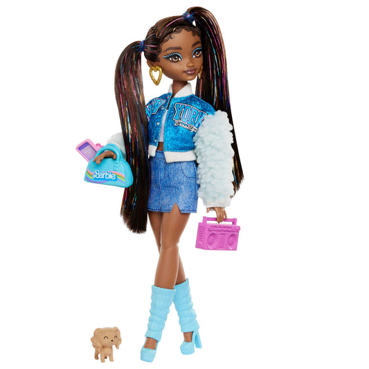 Barbie Dream Besties Playset featuring posable Brooklyn doll with long black hair and 9 music-themed accessories.