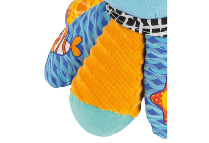 LAMAZE Salty Sam the Octopus baby sensory toy clipped to a stroller, colorful plush octopus for newborns and infants 0-6 months