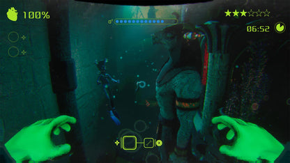Screenshot from Murky Divers: PharmaCorps Edition for PS5, showing in-game underwater exploration with divers and pharmaceutical facility.
