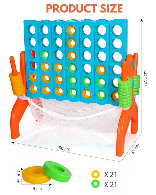 CT SPORTS Large Four in a Row Strategy Game – Premium Quality Four in a Row Game for Kids Aged 3 and Up, Perfect for Indoor and Outdoor 4 in a Row Fun, Family Gatherings, and Parties