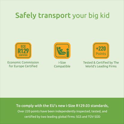 Littlesgo IFix Booster Seat, i-Size ISOFIX Car Seat, for Child from 125-150cm (3-12 Years, Group 2/3), Portable, Triple Foam Layers for Comfortable Travel, ECE R129, Grey-Darkgrey, 1 Pack