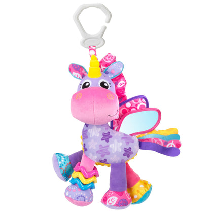 Playgro Activity Friend Stella Unicorn - Delight Your Baby Girl with this Sensory Development Toy, Ideal Baby Girl Gift for 0+ Months - On-The-Go Fun with Car Seat Toys and Pram Toy