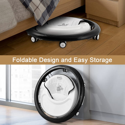 White LANGYI SMARTRICH baby walker with foldable design, mute anti-rollover feature, suitable for 66-80cm height.