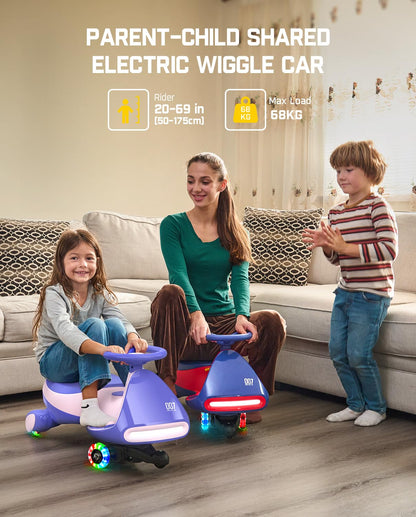 FanttikRide 12V N7 Pro Kids Electric Car, 2-in-1 Ride on Car with Pedal, Rechargeable Battery, 2 Speed, Anti-Rollover, Flashing Wheels, Bluetooth, for Ages 3-8, 150 lbs, Pinkish Purple