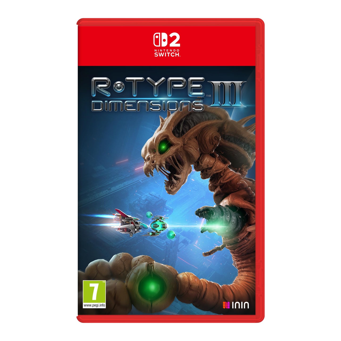 Nintendo Switch R-Type Dimensions III cartridge by ININ, showcasing the game case with colorful cover art.