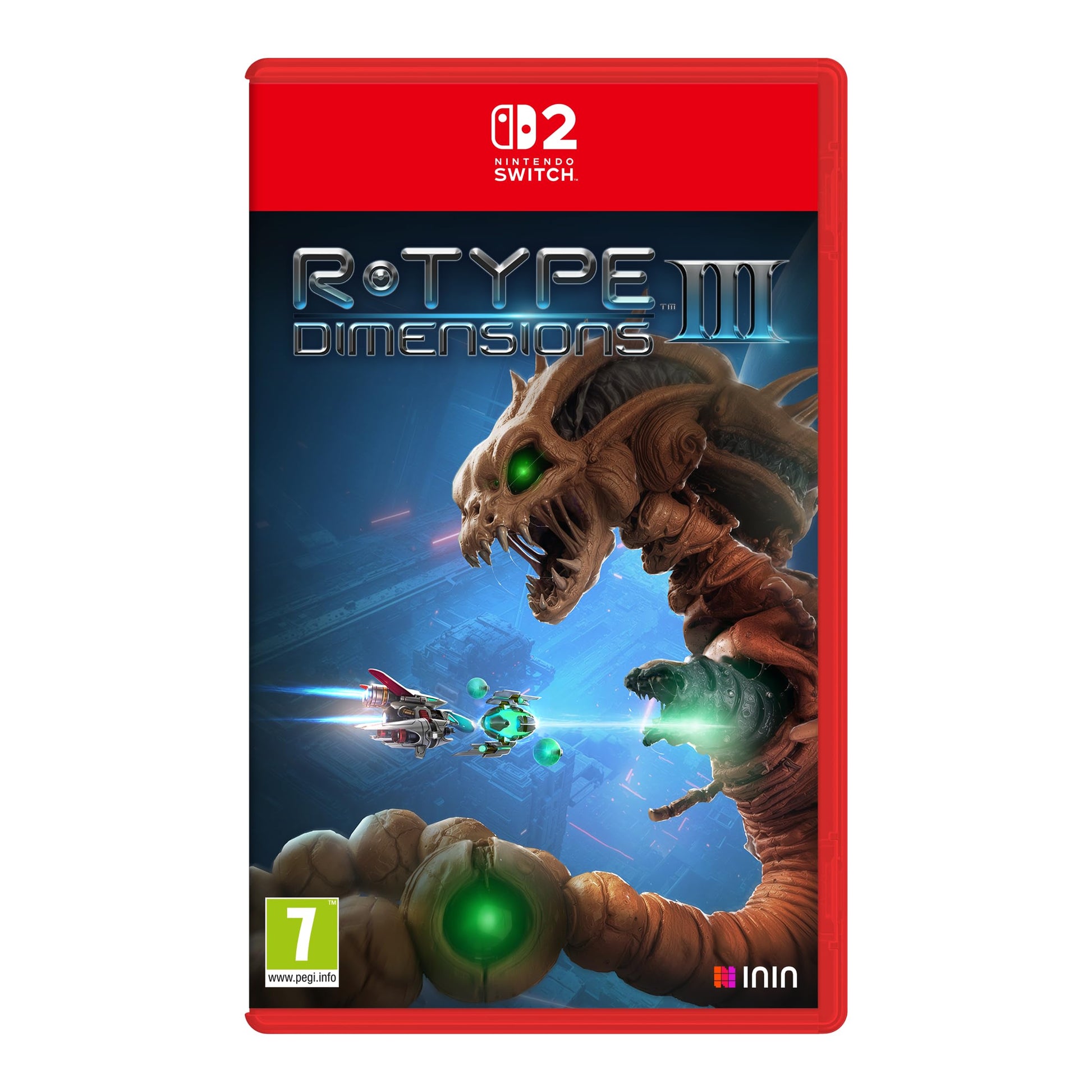 Nintendo Switch R-Type Dimensions III cartridge by ININ, showcasing the game case with colorful cover art.