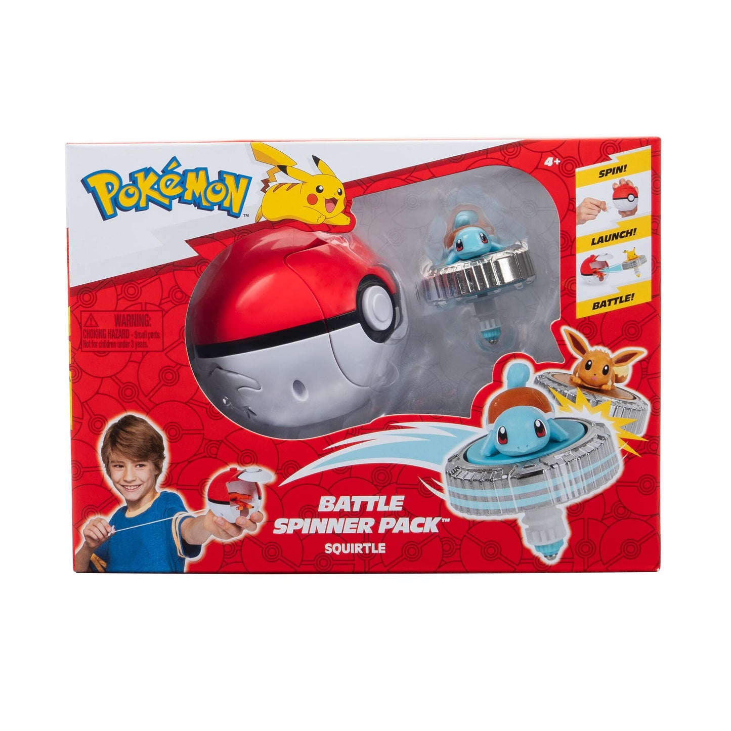 Pokémon Battle Spinner Single-Pack featuring a Squirtle toy with colorful design and spinning action mechanism.