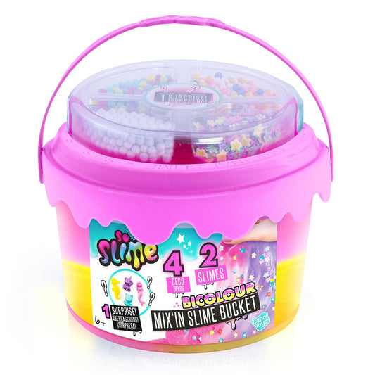 Multicolour slime bucket by Canal Toys with mix-in decorations, ready-to-play slime for kids aged 6 and up.