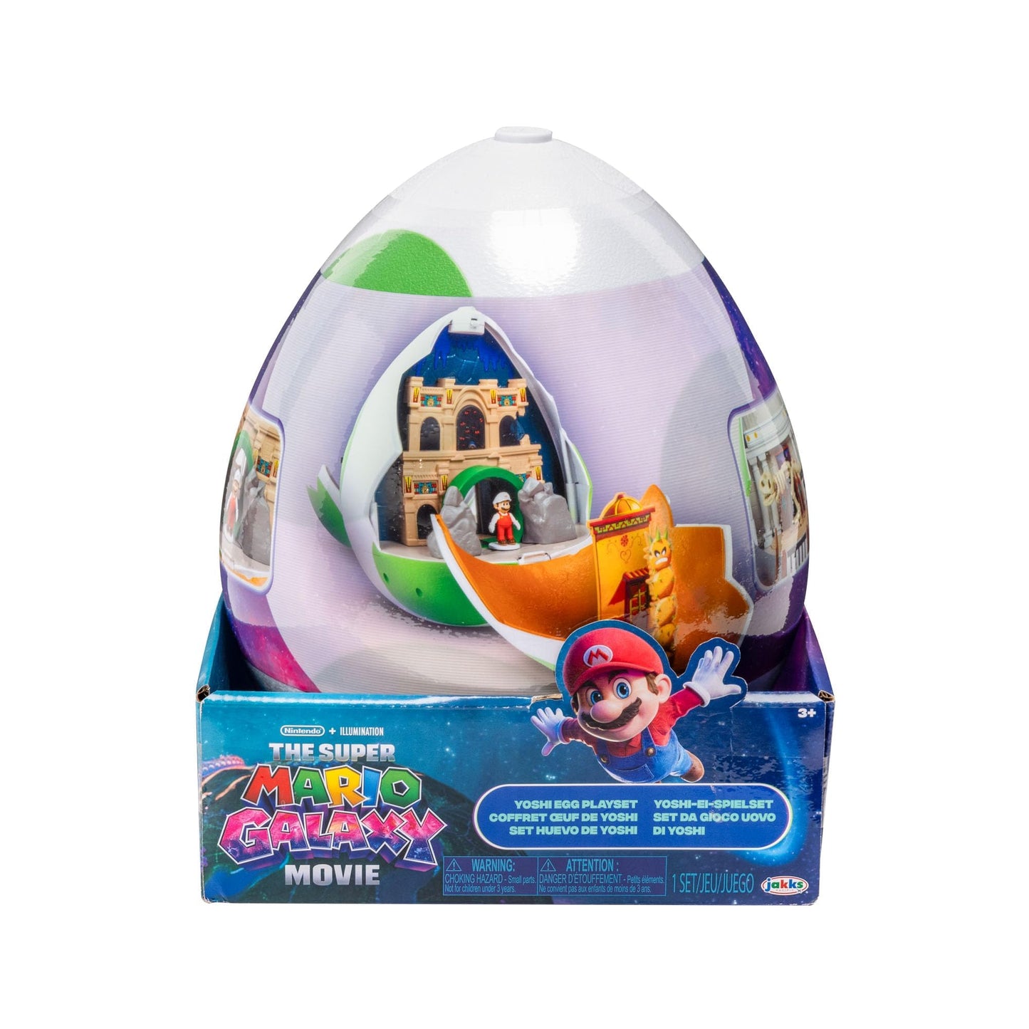 Super Mario Galaxy Movie Yoshi Egg playset with 1.5-inch action figures, interactive set includes mini figures, for ages 3+
