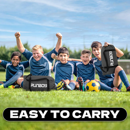 RUNBOW 9x5 ft Kids Football Goal, Portable Soccer Net for Adult Junior Backyard Practice with Carry Bag (Black, 1 Pack)