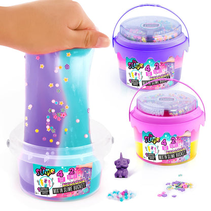 Multicolour slime bucket by Canal Toys with mix-in decorations, ready to play, perfect gift for kids aged 6 and up.