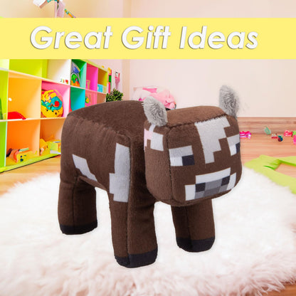 VFM - Minecraft Cow Soft Toy Clip On Video Game Character-Officially Licensed Toy Plush Stuffed Toy Plush Toy Cute Stuffed Plushie, Gifts for Birthday, Valentine's Day Christmas - 13cm Brown